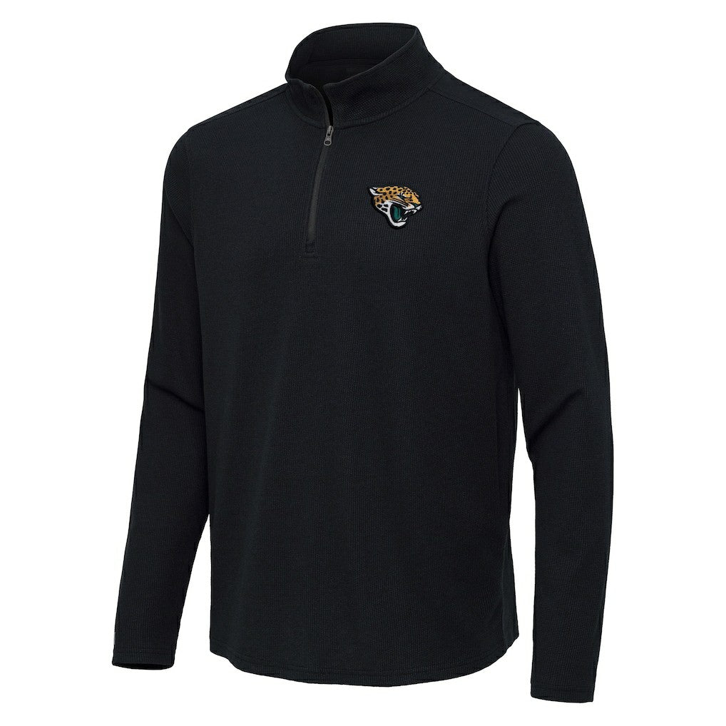 Jacksonville Jaguars Antigua Sync Tri-Blend Quarter-Zip Pullover Heather Black - NFL