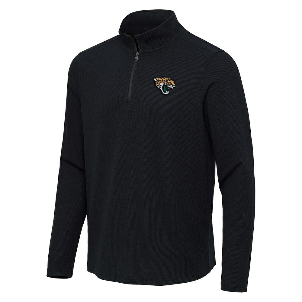 Jacksonville Jaguars Antigua Sync Tri-Blend Quarter-Zip Pullover Heather Black - NFL