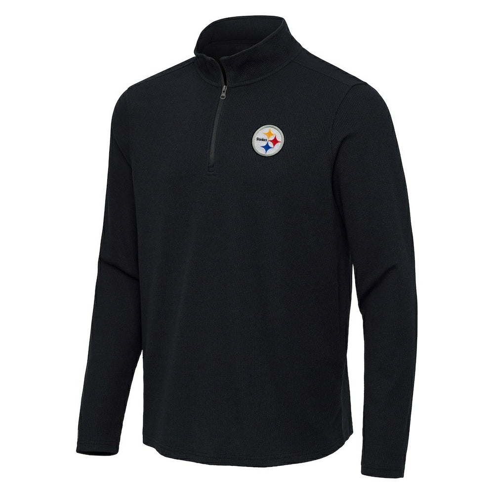 Pittsburgh Steelers Antigua Sync Tri-Blend Quarter-Zip Pullover Heather Black - NFL