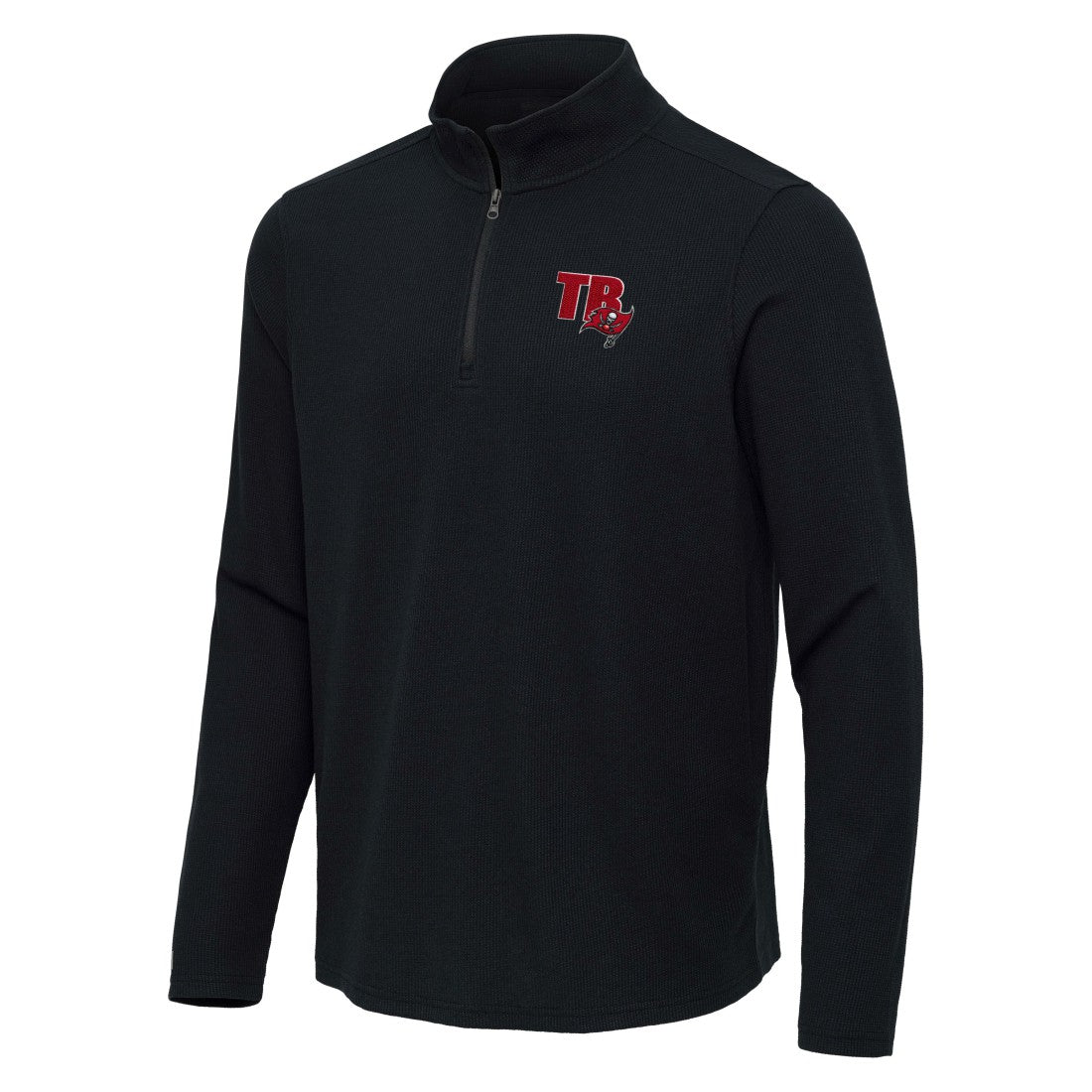 Tampa Bay Buccaneers Antigua Sync Tri-Blend Quarter-Zip Pullover Heather Black - NFL