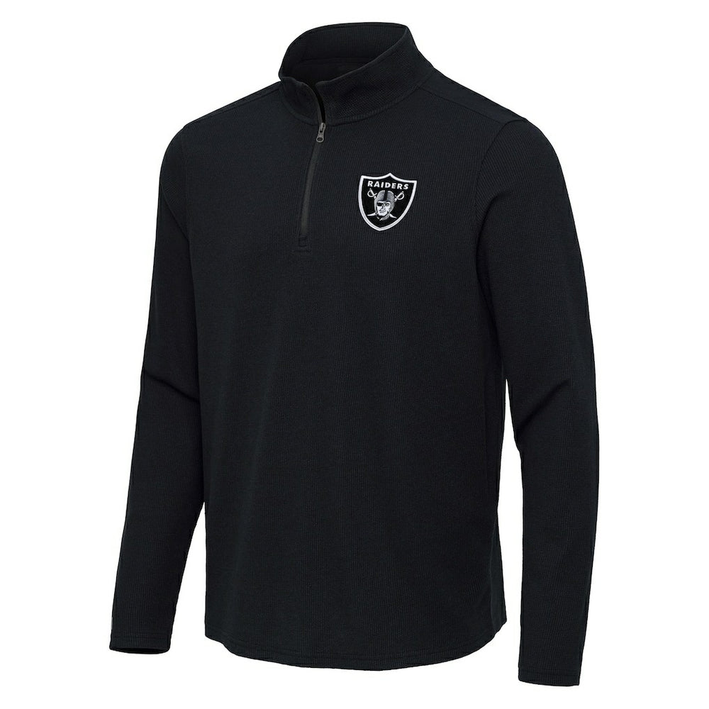 Las Vegas Raiders Antigua Sync Tri-Blend Quarter-Zip Pullover Heather Black - NFL