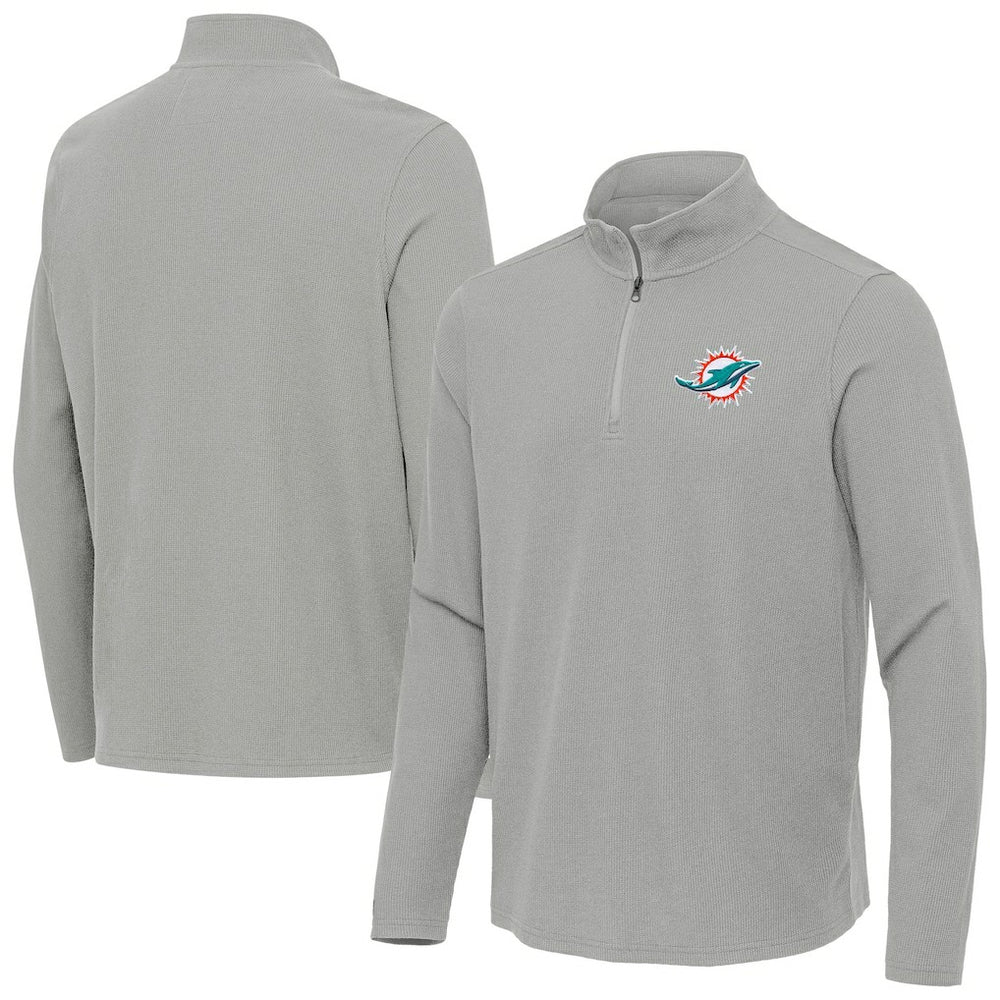 Miami Dolphins Antigua Sync Tri-Blend Quarter-Zip Pullover Heather Gray - NFL