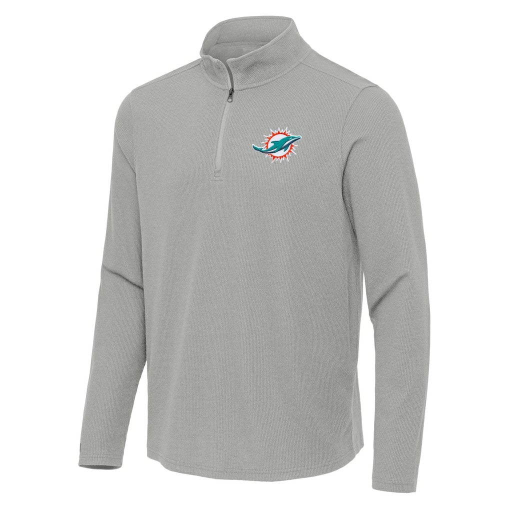 Miami Dolphins Antigua Sync Tri-Blend Quarter-Zip Pullover Heather Gray - NFL