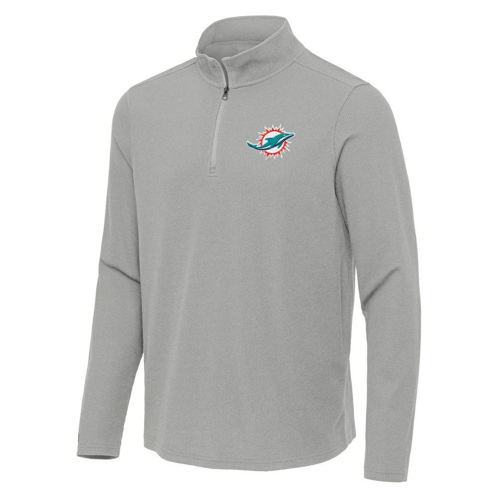 Miami Dolphins Antigua Sync Tri-Blend Quarter-Zip Pullover Heather Gray - NFL