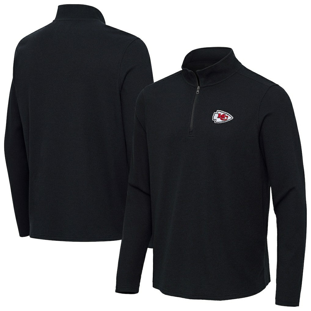 Kansas City Chiefs Antigua Sync Tri-Blend Quarter-Zip Pullover Heather Black - NFL