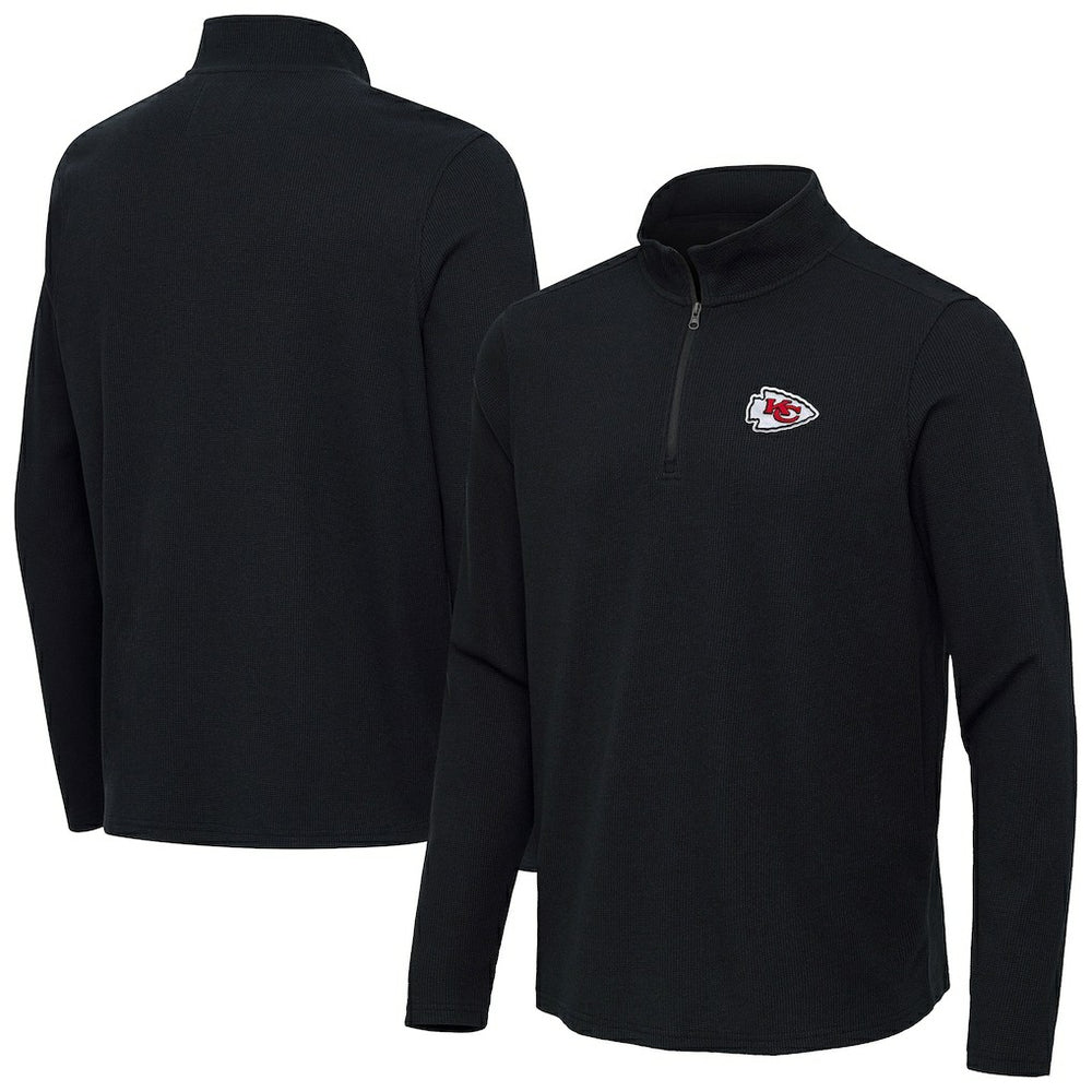 Kansas City Chiefs Antigua Sync Tri-Blend Quarter-Zip Pullover Heather Black - NFL