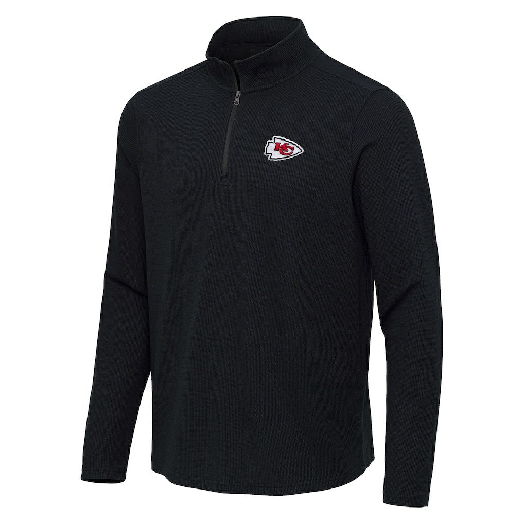Kansas City Chiefs Antigua Sync Tri-Blend Quarter-Zip Pullover Heather Black - NFL