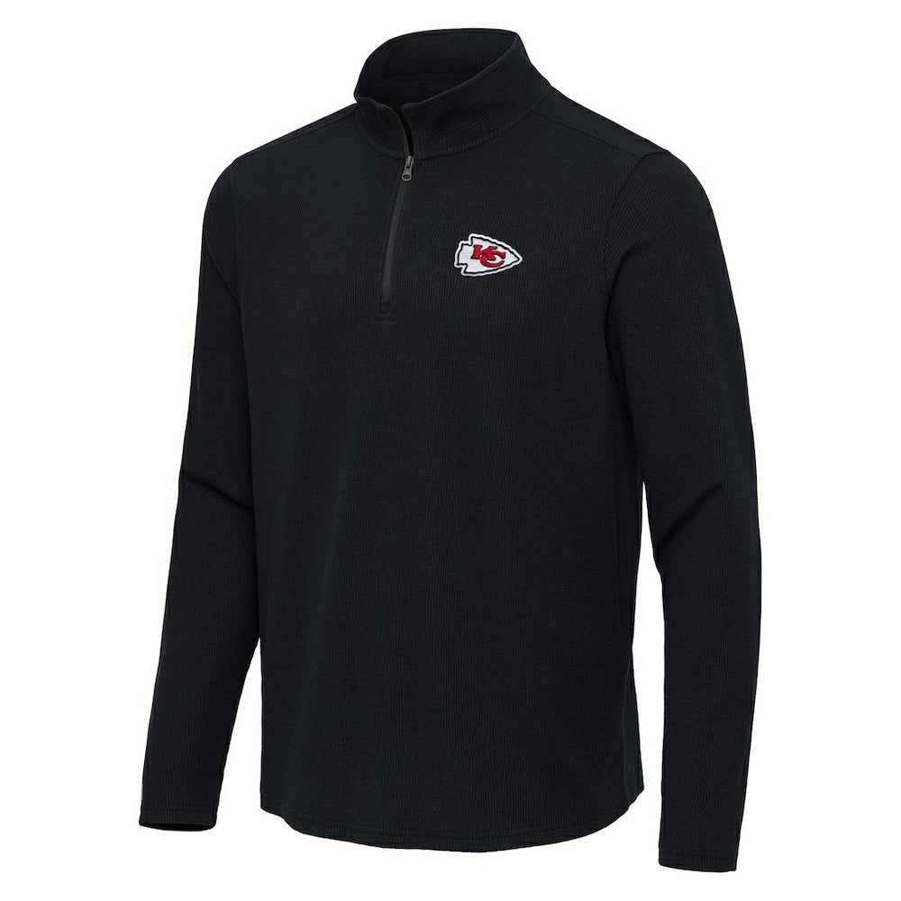 Kansas City Chiefs Antigua Sync Tri-Blend Quarter-Zip Pullover Heather Black - NFL
