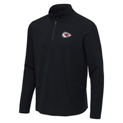 Kansas City Chiefs Antigua Sync Tri-Blend Quarter-Zip Pullover Heather Black - NFL