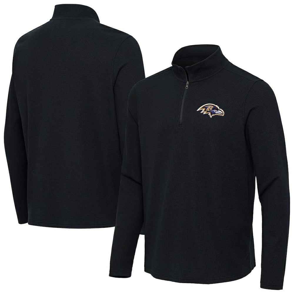 Baltimore Ravens Antigua Sync Tri-Blend Quarter-Zip Pullover Heather Black - NFL
