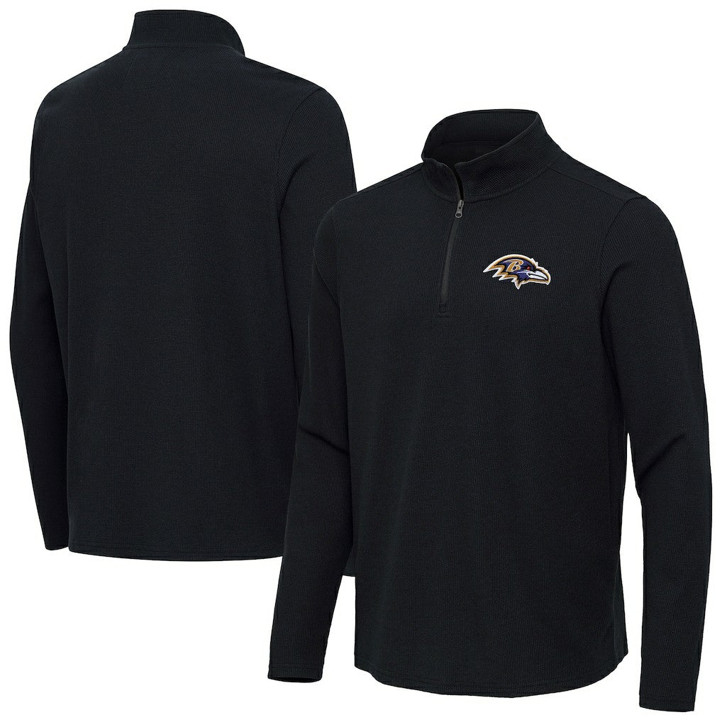Baltimore Ravens Antigua Sync Tri-Blend Quarter-Zip Pullover Heather Black - NFL