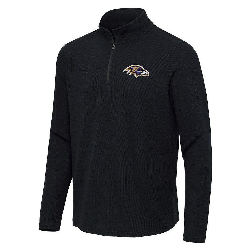 Baltimore Ravens Antigua Sync Tri-Blend Quarter-Zip Pullover Heather Black - NFL