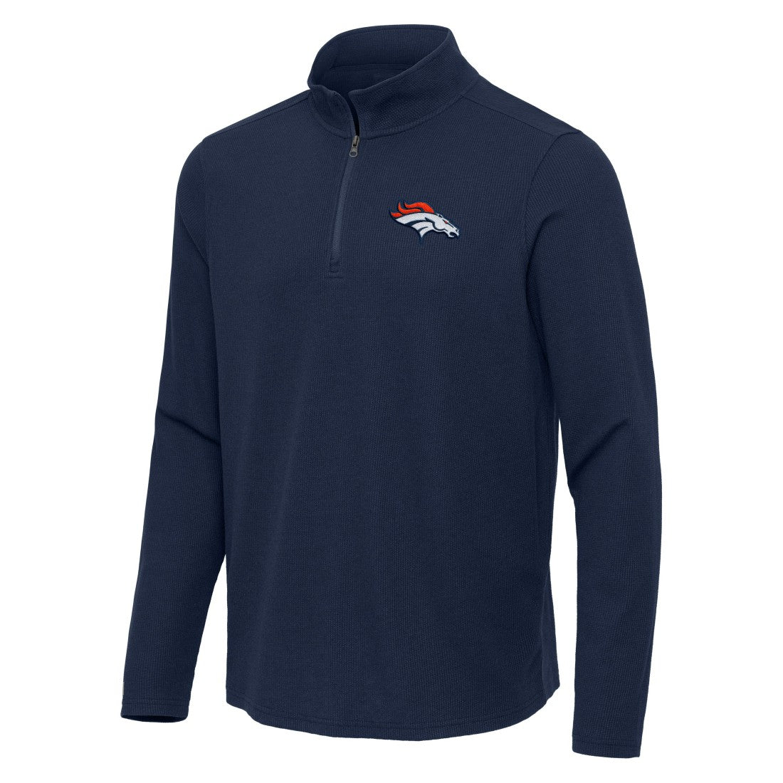 Denver Broncos Antigua Sync Tri-Blend Quarter-Zip Pullover Heather Navy - NFL