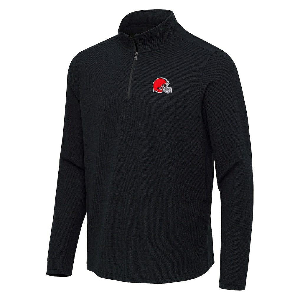 Cleveland Browns Antigua Sync Tri-Blend Quarter-Zip Pullover Heather Black - NFL