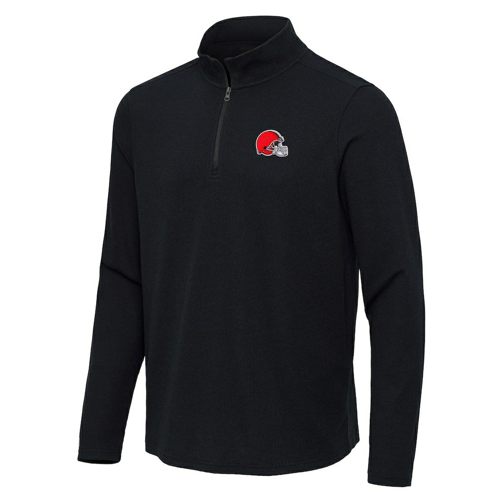 Cleveland Browns Antigua Sync Tri-Blend Quarter-Zip Pullover Heather Black - NFL