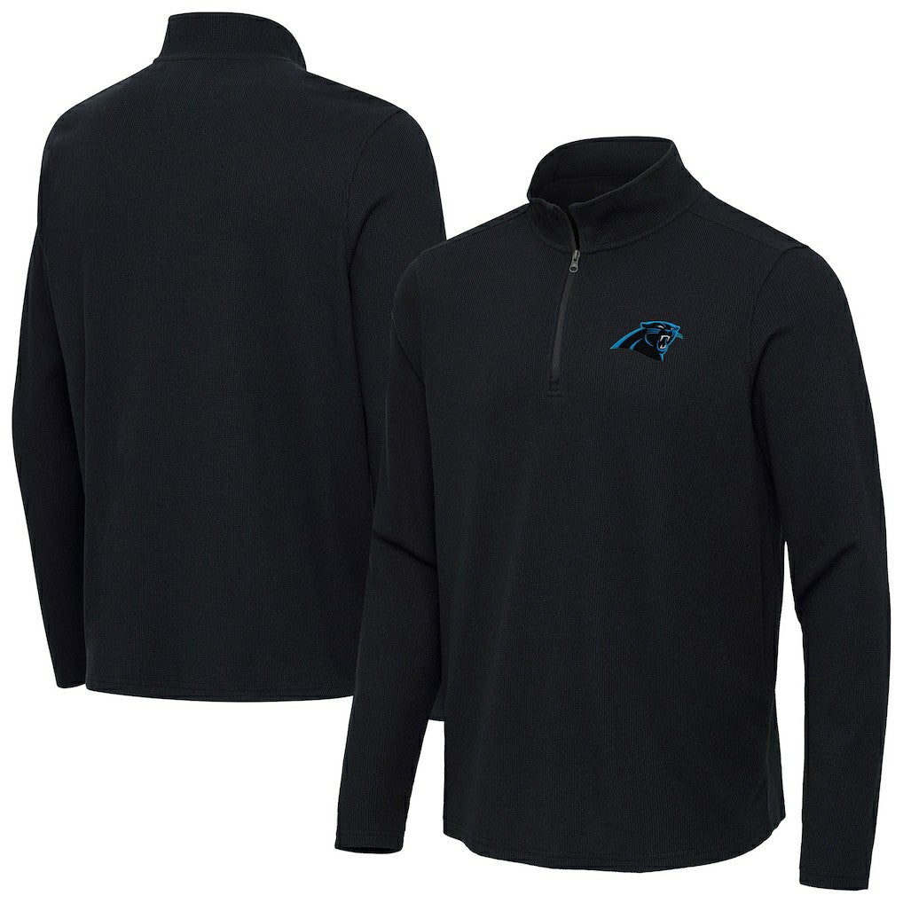 Carolina Panthers Antigua Sync Tri-Blend Quarter-Zip Pullover Heather Black - NFL