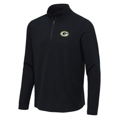 Green Bay Packers Antigua Sync Tri-Blend Quarter-Zip Pullover Heather Black - NFL