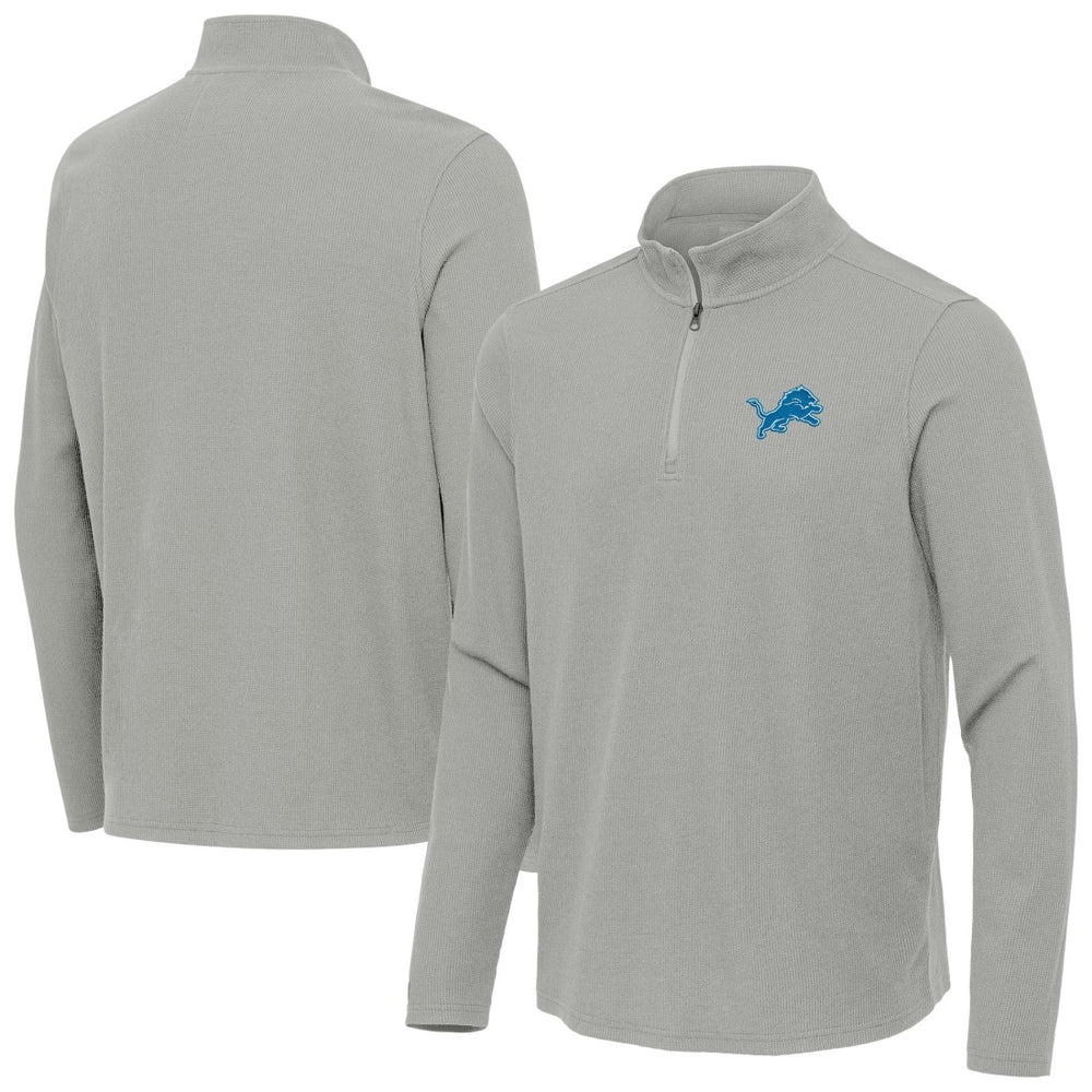 Detroit Lions Antigua Sync Tri-Blend Quarter-Zip Pullover Heather Gray - NFL