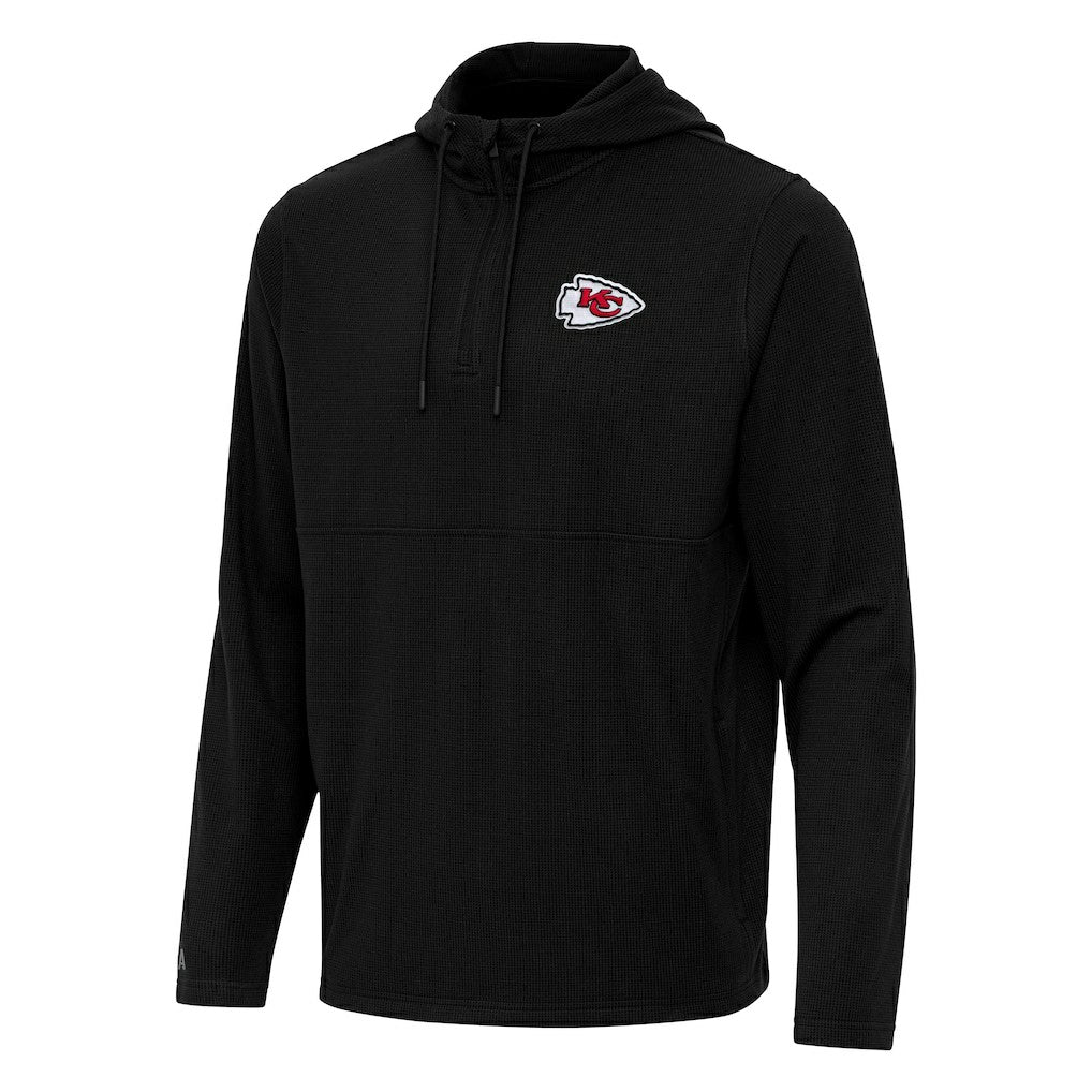 Kansas City Chiefs Antigua Connected Quarter-Zip Pullover Hoodie Black - NFL