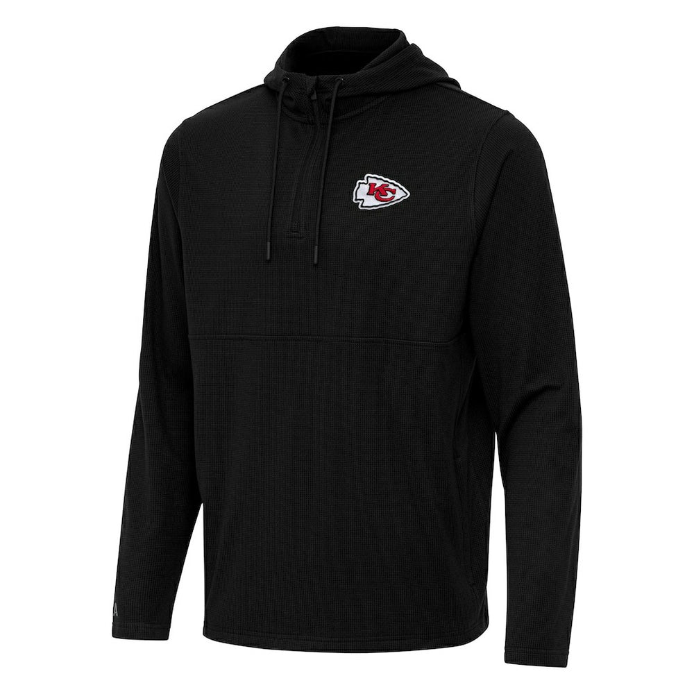Kansas City Chiefs Antigua Connected Quarter-Zip Pullover Hoodie Black - NFL