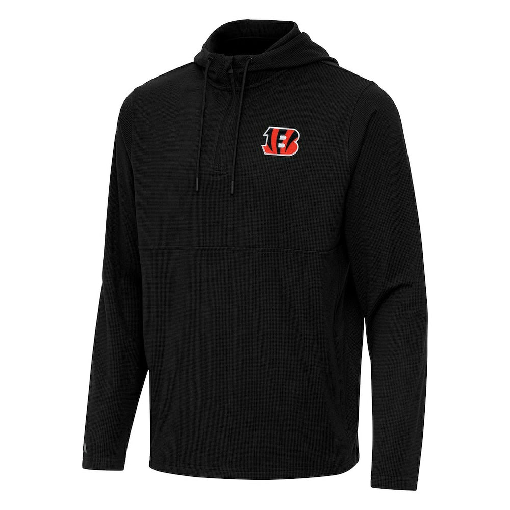 Cincinnati Bengals Antigua Connected Quarter-Zip Pullover Hoodie Black - NFL