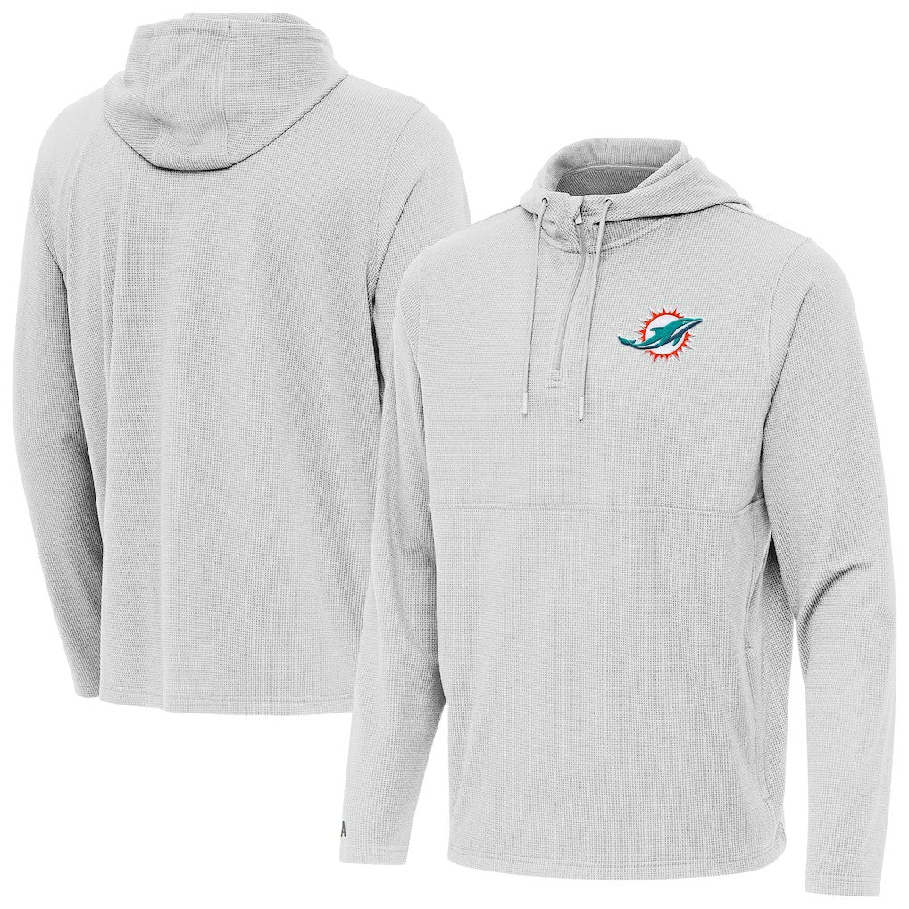 Miami Dolphins Antigua Connected Quarter-Zip Pullover Hoodie Gray - NFL