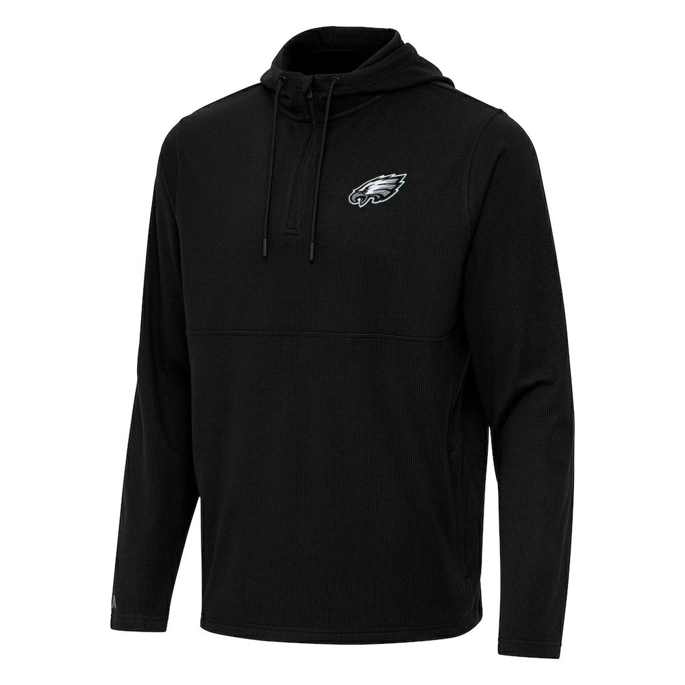 Philadelphia Eagles Antigua Connected Quarter-Zip Pullover Hoodie Black - NFL
