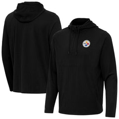 Pittsburgh Steelers Antigua Connected Quarter-Zip Pullover Hoodie Black - NFL
