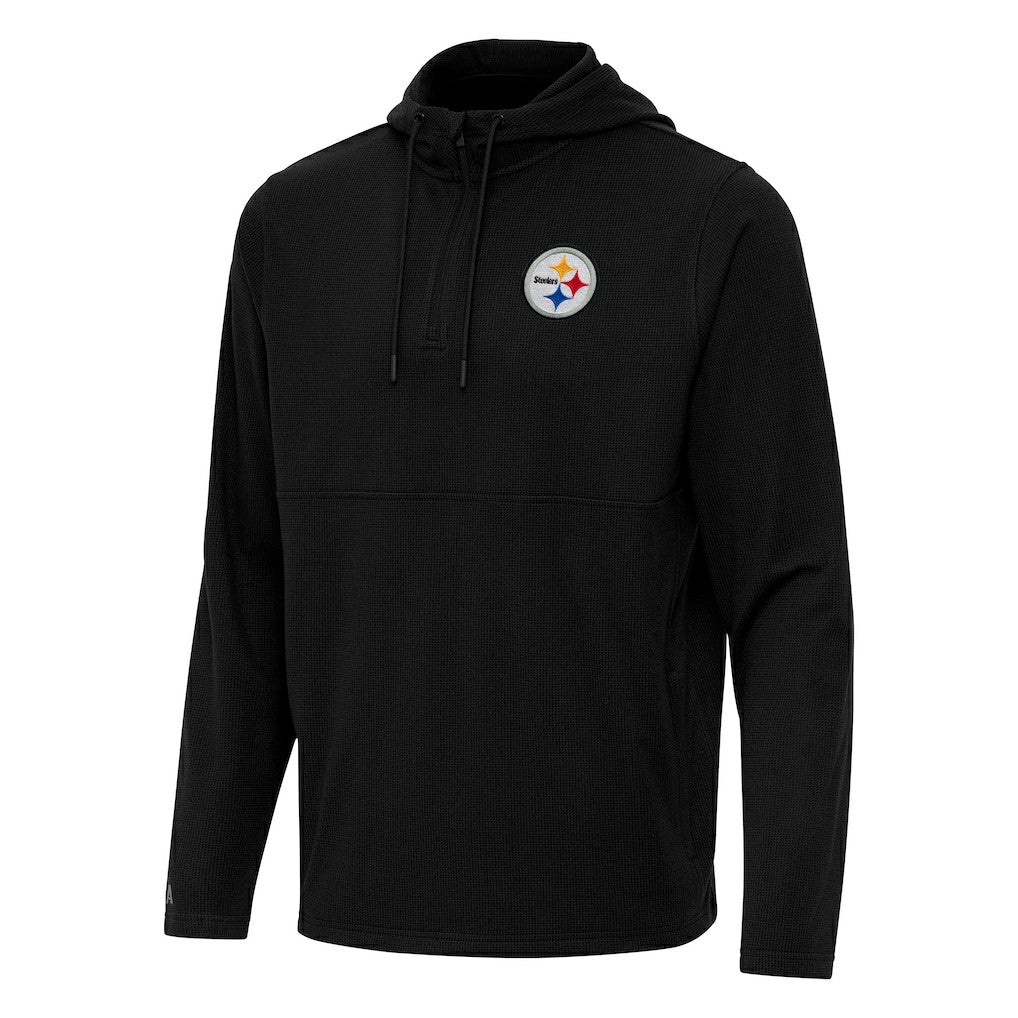 Pittsburgh Steelers Antigua Connected Quarter-Zip Pullover Hoodie Black - NFL