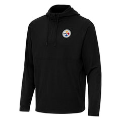 Pittsburgh Steelers Antigua Connected Quarter-Zip Pullover Hoodie Black - NFL