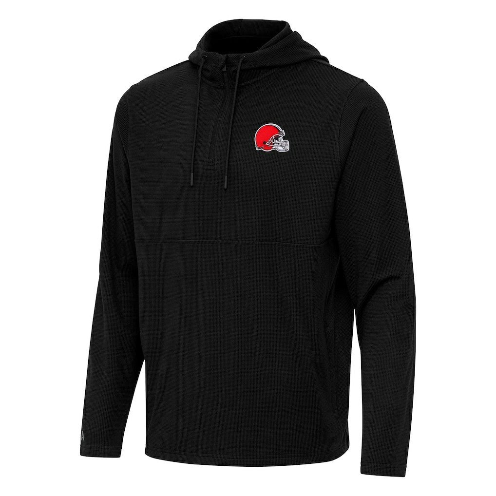 Cleveland Browns Antigua Connected Quarter-Zip Pullover Hoodie Black - NFL