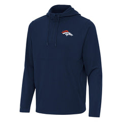 Denver Broncos Antigua Connected Quarter-Zip Pullover Hoodie Navy - NFL