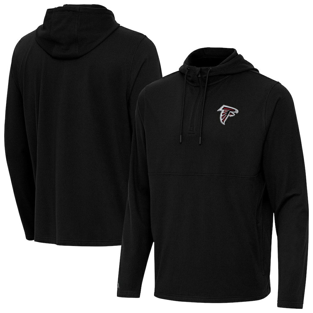 Atlanta Falcons Antigua Connected Quarter-Zip Pullover Hoodie Black - NFL