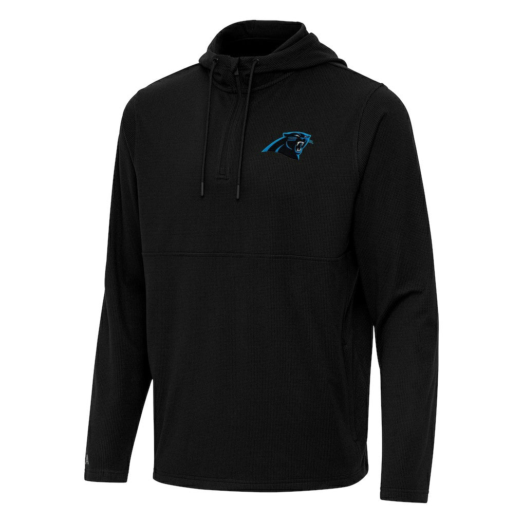 Carolina Panthers Antigua Connected Quarter-Zip Pullover Hoodie Black - NFL