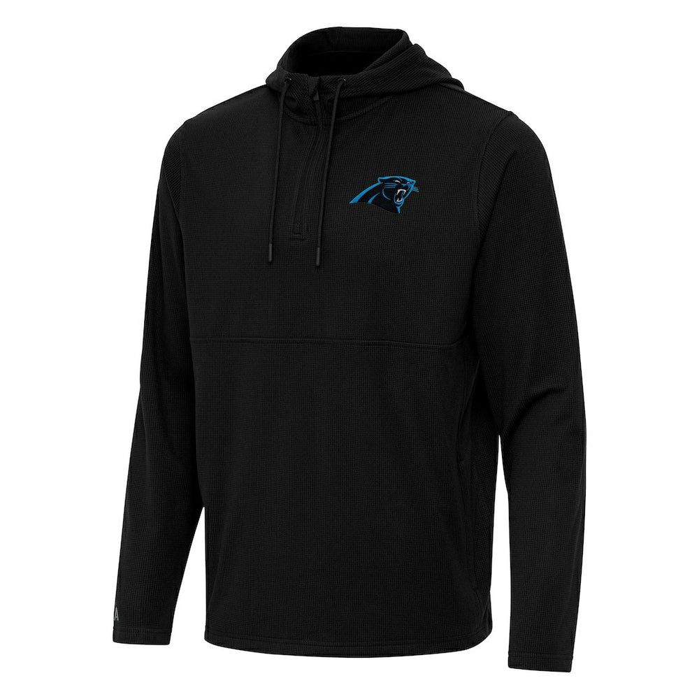 Carolina Panthers Antigua Connected Quarter-Zip Pullover Hoodie Black - NFL