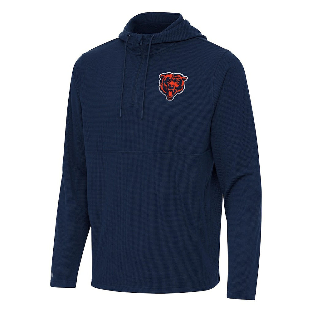 Chicago Bears Antigua Connected Quarter-Zip Pullover Hoodie Navy - NFL