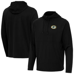 Green Bay Packers Antigua Connected Quarter-Zip Pullover Hoodie Black - NFL