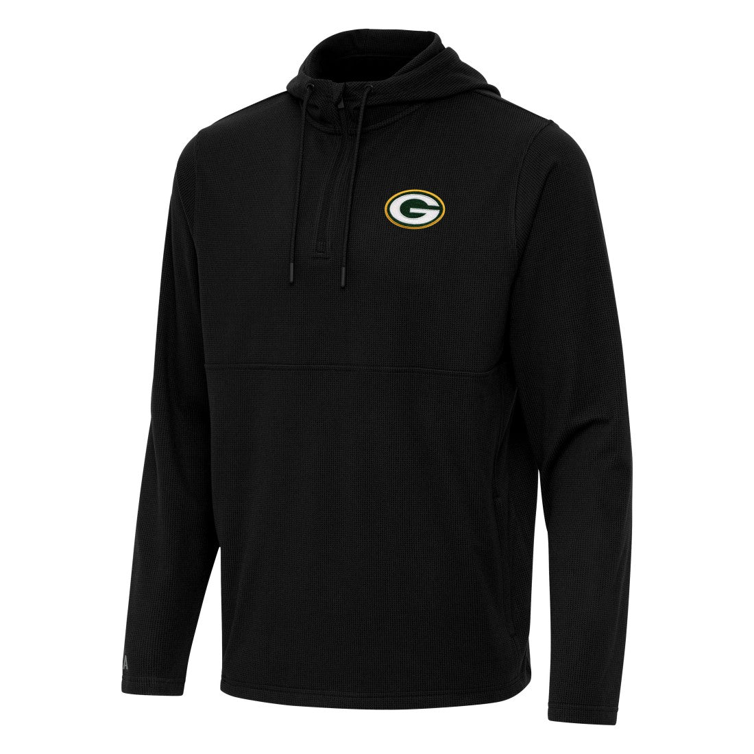 Green Bay Packers Antigua Connected Quarter-Zip Pullover Hoodie Black - NFL