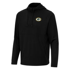 Green Bay Packers Antigua Connected Quarter-Zip Pullover Hoodie Black - NFL