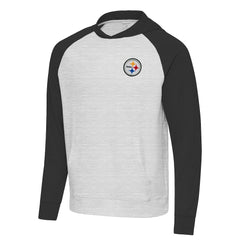 Pittsburgh Steelers Antigua Urgent Pullover Hoodie Black/Heather Gray - NFL