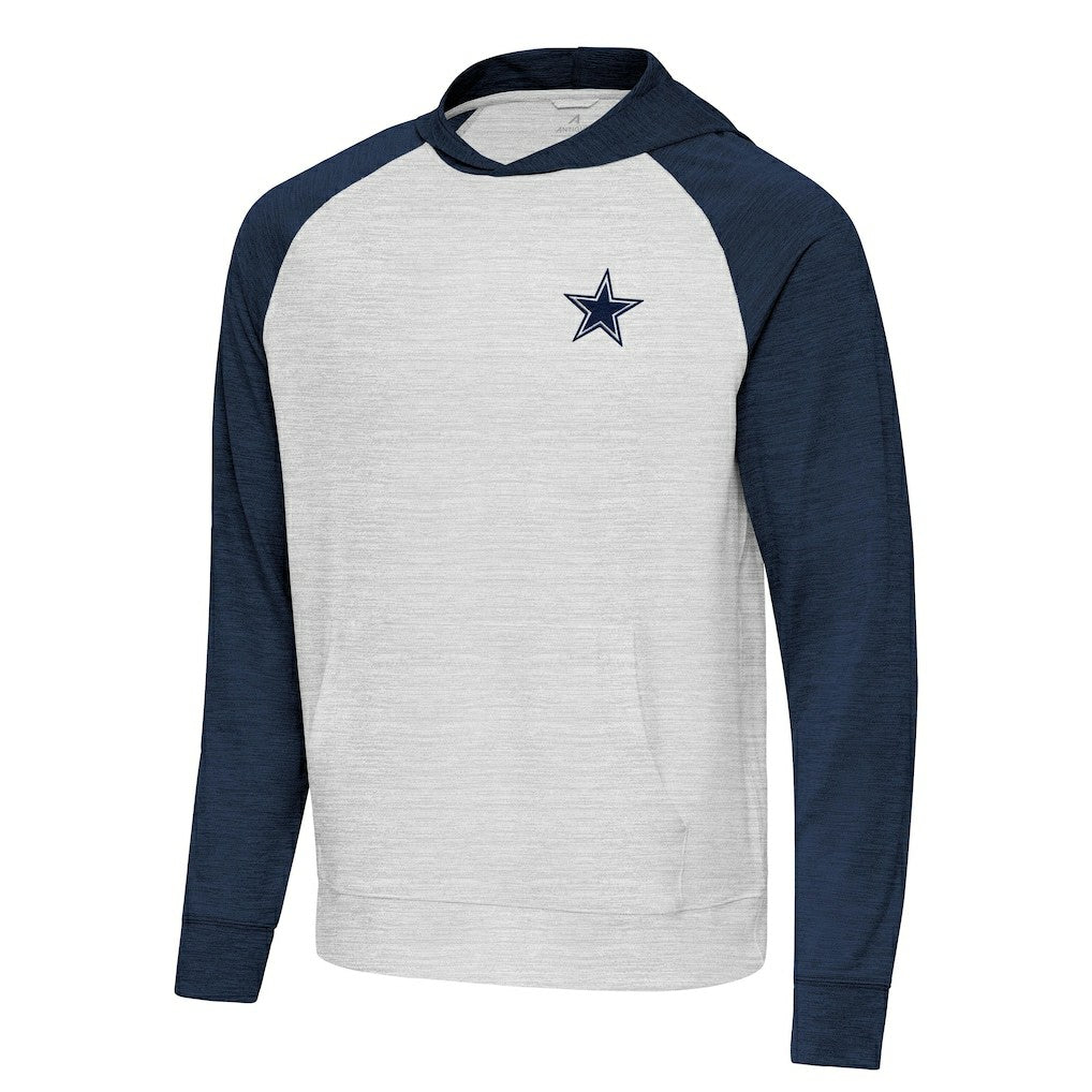 Dallas Cowboys Antigua Urgent Pullover Hoodie Heather Navy/Gray - NFL