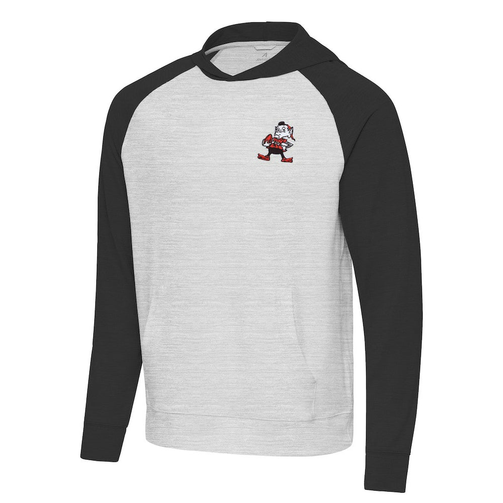Cleveland Browns Antigua Urgent Pullover Hoodie Black/Heather Gray - NFL