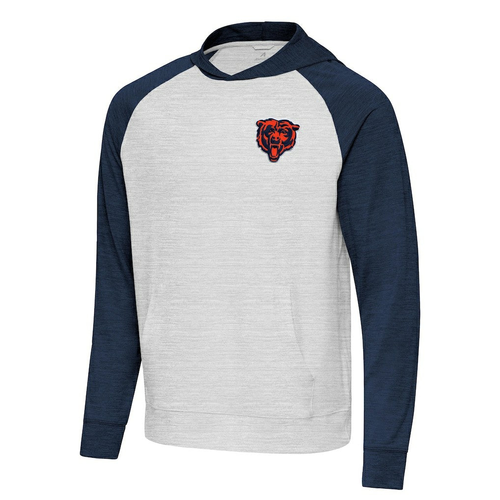 Chicago Bears Antigua Urgent Pullover Hoodie Heather Navy/Gray - NFL