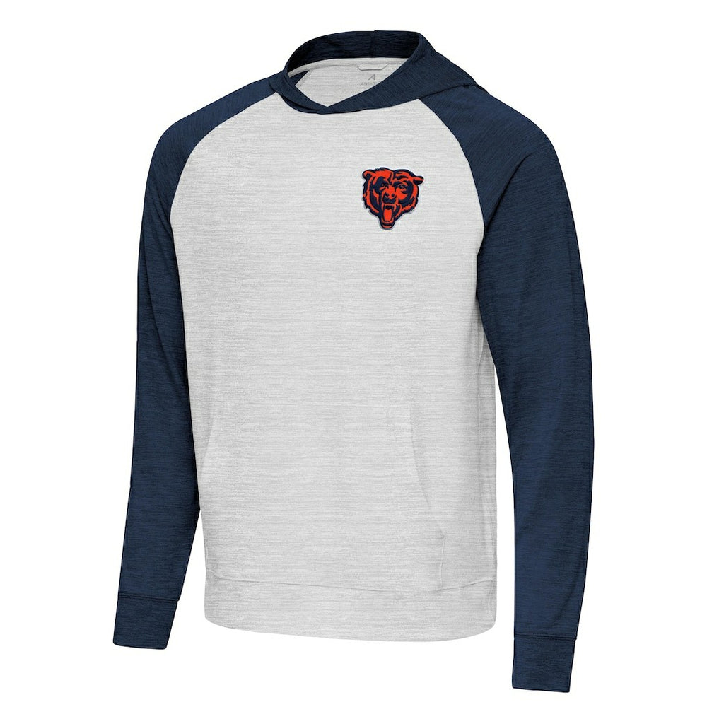 Chicago Bears Antigua Urgent Pullover Hoodie Heather Navy/Gray - NFL