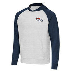 Denver Broncos Antigua Urgent Pullover Hoodie Heather Navy/Gray - NFL