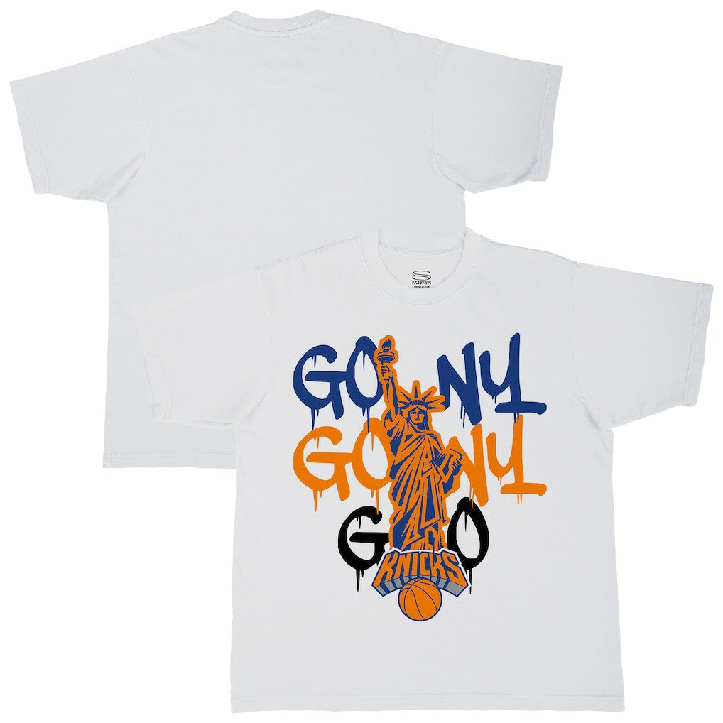 NBA - New York Knicks Stadium Essentials Unisex Oversized Go NY Go T-Shirt - White