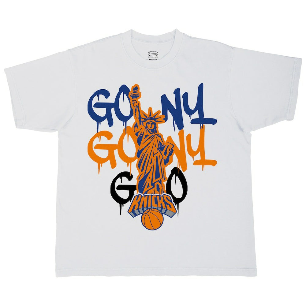 NBA - New York Knicks Stadium Essentials Unisex Oversized Go NY Go T-Shirt - White
