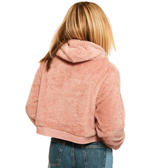 Green Bay Packers Jill Martin Women's Tonal Sherpa Cropped Hoodie Pink - NFL