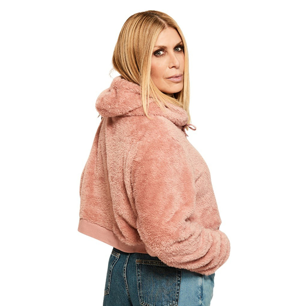 Buffalo Bills Jill Martin Women's Tonal Sherpa Cropped Hoodie Pink - NFL