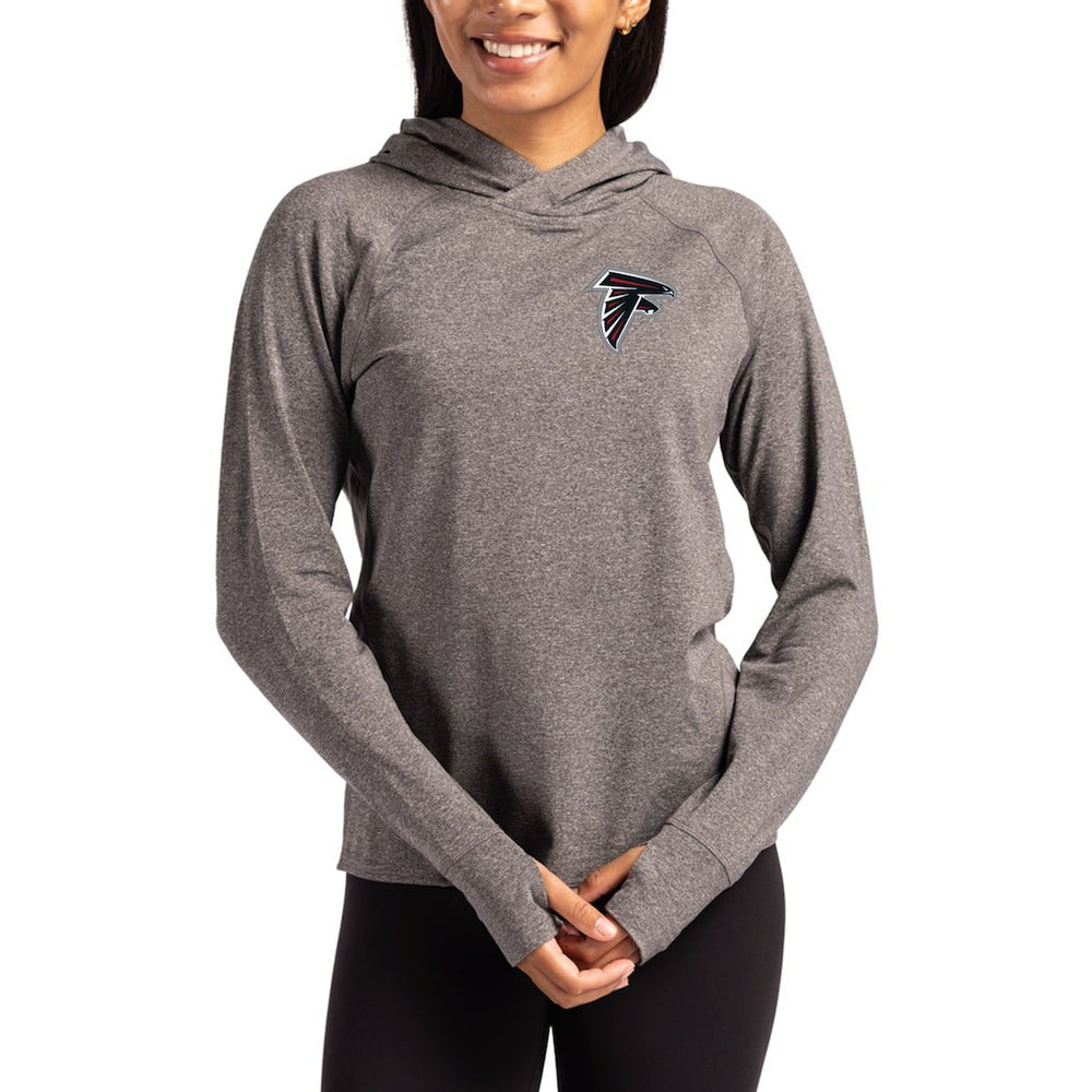Atlanta Falcons Cutter & Buck Women's Primary Logo Adapt Knit Recycled Raglan Pullover Hoodie Heather Charcoal - NFL